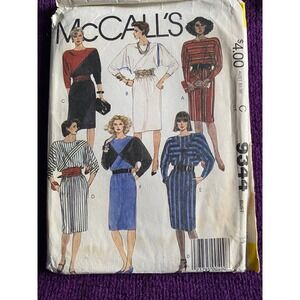 McCalls sewing pattern 9344 dolman sleeve dress sz 12